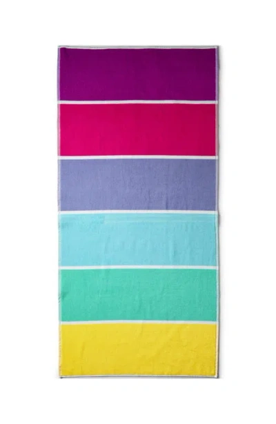 Lands' End Kids Cabana Stripe Beach Towel In Violet Rose Multi Stripe