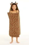 Lands' End Kids Cotton Hooded Towel In Giraffe