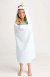 Lands' End Kids Cotton Hooded Towel In Happy Unicorn