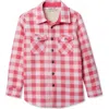 Lands' End Kids Flannel Shacket In Pink