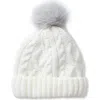 Lands' End Kids Fleece Lined Pom Hat In White