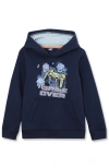Lands' End Kids Fleece Pullover Hoodie In Deep Sea Navy Game Over