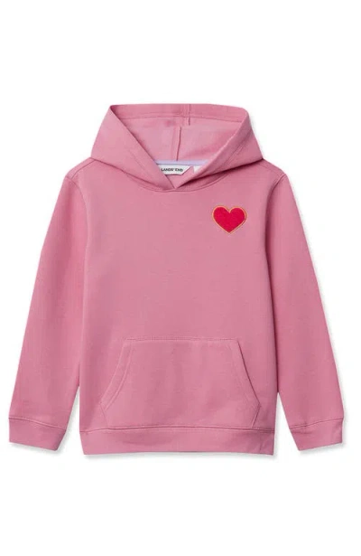Lands' End Kids Fleece Pullover Hoodie In Pink