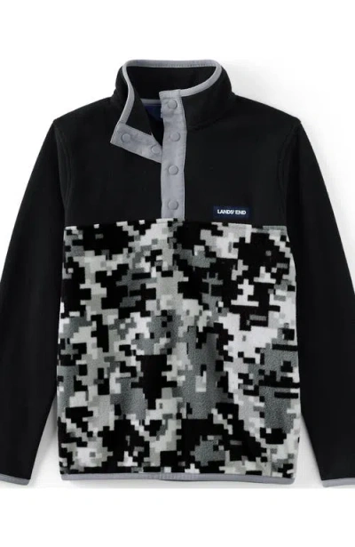 Lands' End Kids Fleece Quarter Zip In Black Digital Camo