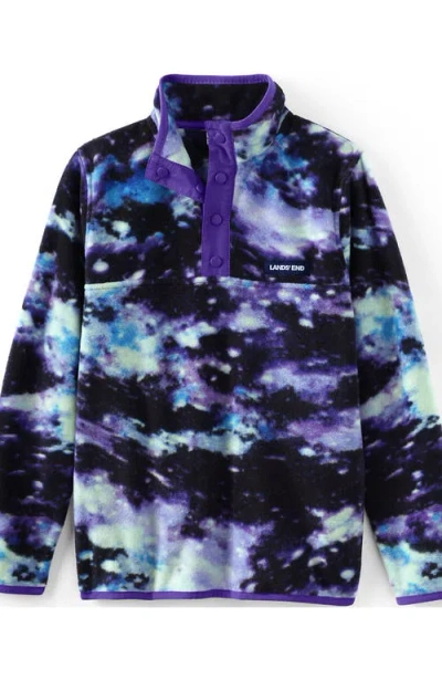 Lands' End Kids Fleece Quarter Zip In Violet Galaxy