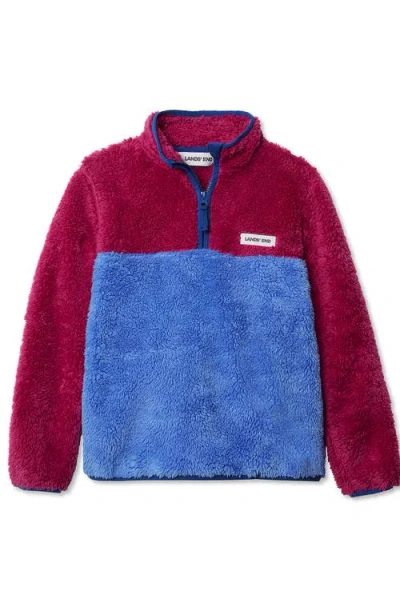 Lands' End Kids Heritage Fleece Quarter Zip Pullover Top In Blue