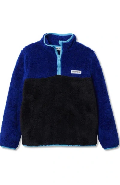 Lands' End Kids Heritage Fleece Quarter Zip Pullover Top In Blue