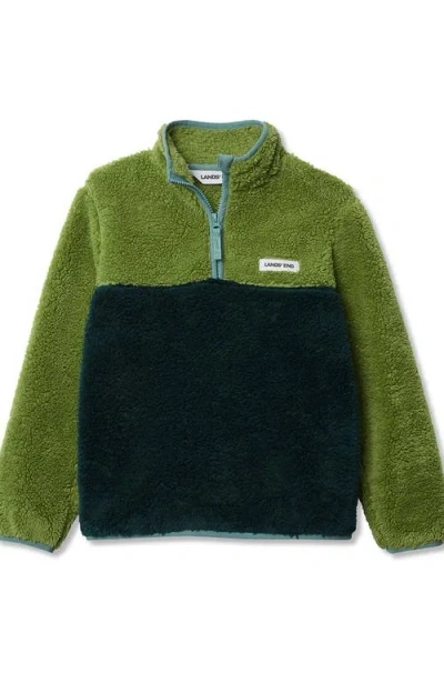 Lands' End Kids Heritage Fleece Quarter Zip Pullover Top In Green