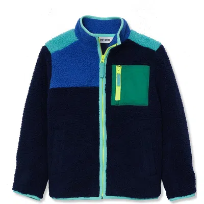 Lands' End Kids High Pile Contrast Full Zip Up Jacket In Black