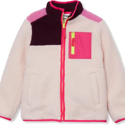 Lands' End Kids High Pile Contrast Full Zip Up Jacket In Pink
