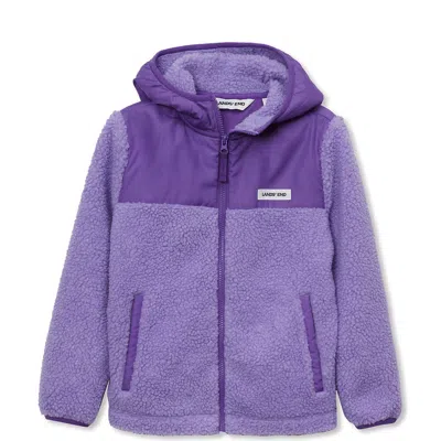Lands' End Kids High Pile Fleece Hooded Jacket In Blue