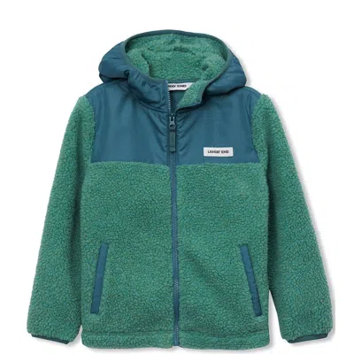 Lands' End Kids High Pile Fleece Hooded Jacket In Green