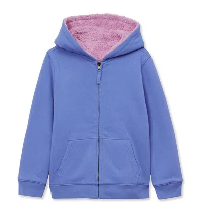 Lands' End Kids High Pile Lined Zip Hoodie In Blue