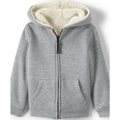 Lands' End Kids High Pile Lined Zip Hoodie In Gray Heather