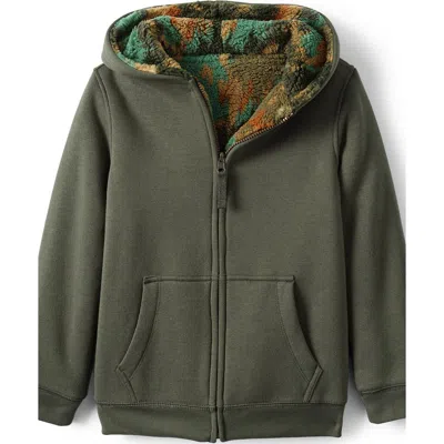 Lands' End Kids High Pile Lined Zip Hoodie In Olive Green