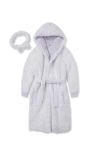 Lands' End Kids High Pile Plush Hooded Robe And Headband In Red