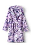 Lands' End Kids Hooded Fleece Solid Robe In Lavender Tie Dye Multi