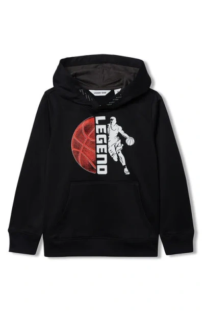 Lands' End Kids Husky Athletic Lightweight Hooded Sweatshirt In Black