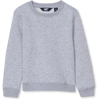 Lands' End Kids Husky Basic Fleece Crewneck Sweatshirt In Gray Heather