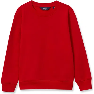 Lands' End Kids Husky Basic Fleece Crewneck Sweatshirt In Red