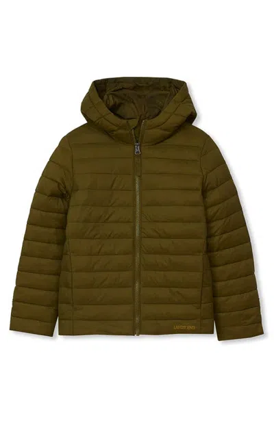 Lands' End Kids Husky Featherfree Insulated Hooded Packable Jacket In Avocado Green