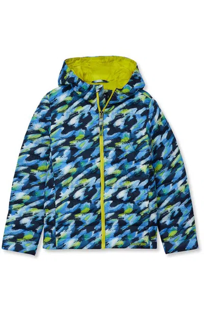 Lands' End Kids Husky Featherfree Insulated Hooded Packable Jacket In Paint/blue/green