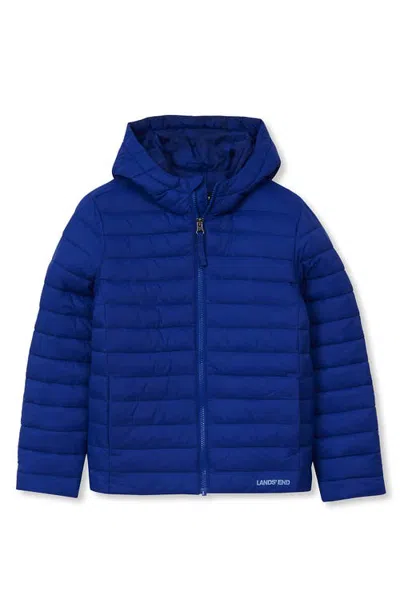 Lands' End Kids Husky Featherfree Insulated Hooded Packable Jacket In Royal Blue