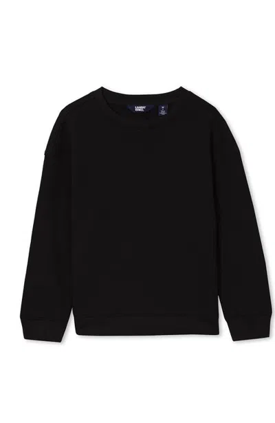 Lands' End Kids Husky Relaxed Fit Fleece Crewneck Sweatshirt In Black