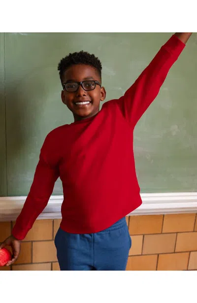 Lands' End Kids Husky Relaxed Fit Fleece Crewneck Sweatshirt In Bright Red
