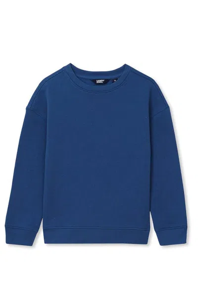 Lands' End Kids Husky Relaxed Fit Fleece Crewneck Sweatshirt In Dark Blue