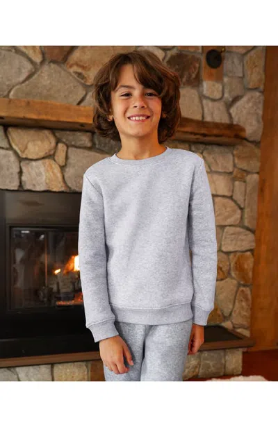 Lands' End Kids Husky Relaxed Fit Fleece Crewneck Sweatshirt In Gray Heather