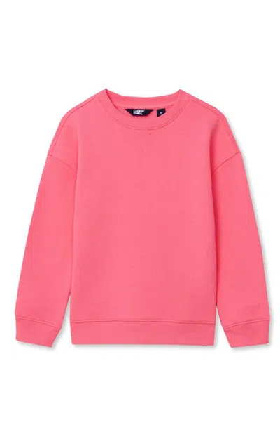 Lands' End Kids Husky Relaxed Fit Fleece Crewneck Sweatshirt In Pink Punch