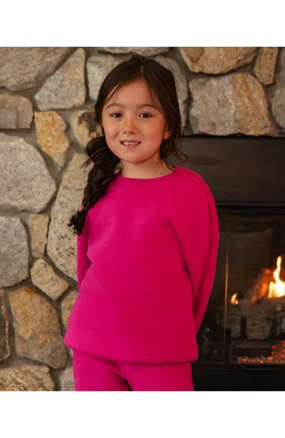 Lands' End Kids Husky Relaxed Fit Fleece Crewneck Sweatshirt In Rose Violet