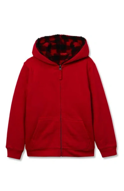 Lands' End Kids Husky Reversible High Pile Fleece Hoodie In Red