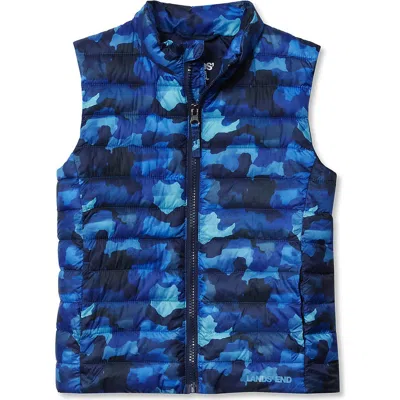 Lands' End Kids Insulated Down Alternative Thermoplume Vest In Blue