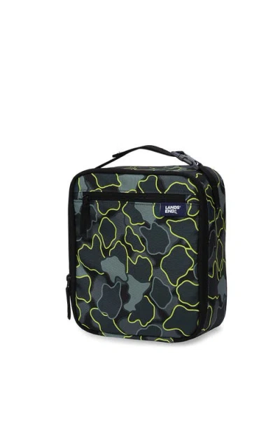 Lands' End Kids Insulated Ez Wipe Printed Lunch Box In Black