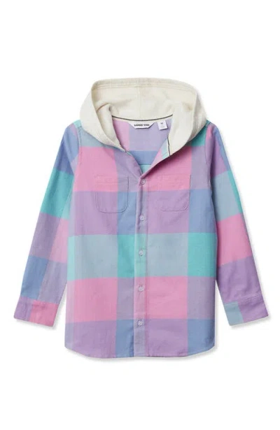 Lands' End Kids Long Sleeve Hoodie Flannel Shirt In Multi