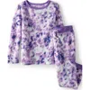 Lands' End Kids Long Sleeve Plush Fleece Pajama Set In Lavender Tie Dye Multi