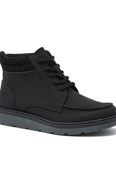 Lands' End Kids Moc Toe Flannel Lined Lace Up Boots In Black