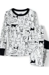 Lands' End Kids Pattern Snug Fit Pajama Set In White