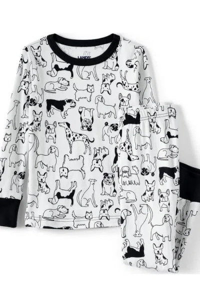 Lands' End Kids Pattern Snug Fit Pajama Set In White