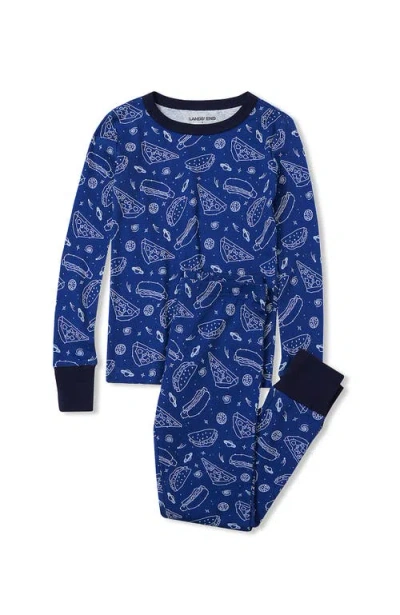Lands' End Kids Pattern Snug Fit Pajama Set In Blue