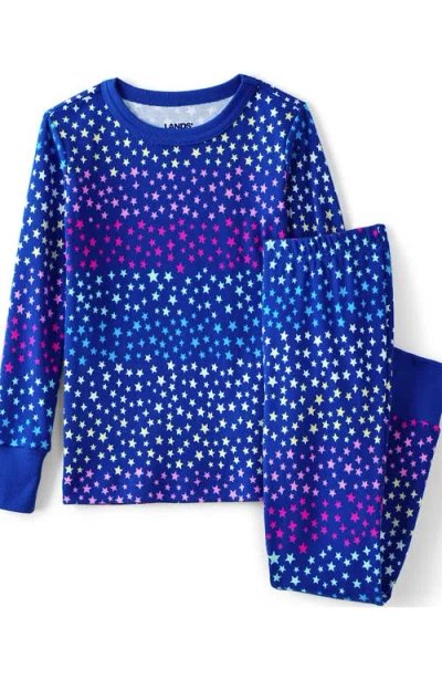 Lands' End Kids Pattern Snug Fit Pajama Set In Blue Stargazer Multi