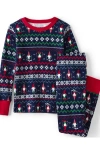 Lands' End Kids Pattern Snug Fit Pajama Set In Dark Navy Multi Gnomes