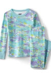 Lands' End Kids Pattern Snug Fit Pajama Set In Light Blue Camo