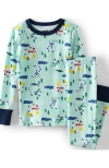 Lands' End Kids Pattern Snug Fit Pajama Set In Light Blue Winter Yetis
