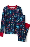 Lands' End Kids Pattern Snug Fit Pajama Set In Navy Outer Space Multi