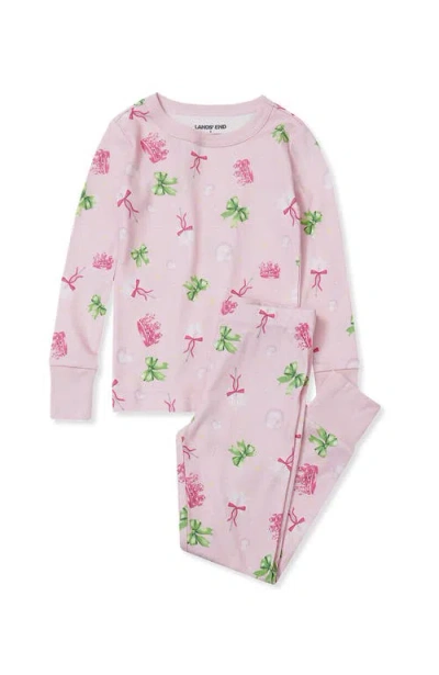 Lands' End Kids Pattern Snug Fit Pajama Set In Pink