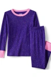 Lands' End Kids Pattern Snug Fit Pajama Set In Purple Paint Dots
