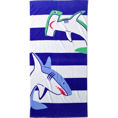 Lands' End Kids Printed Velour Beach Towel In Blue